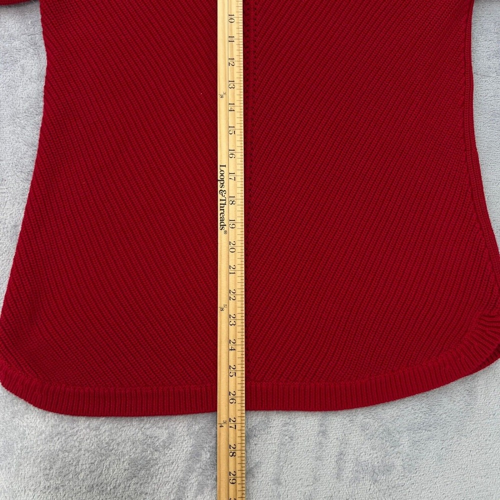 Talbots Red Cotton Blend Ribbed Knit Sweater Medium Cowl Neck Knit Pullover‎ Top - Picture 11 of 12